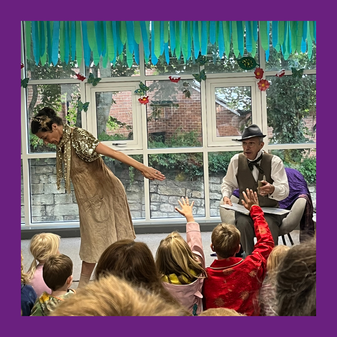 Image of woman dancing and man telling story