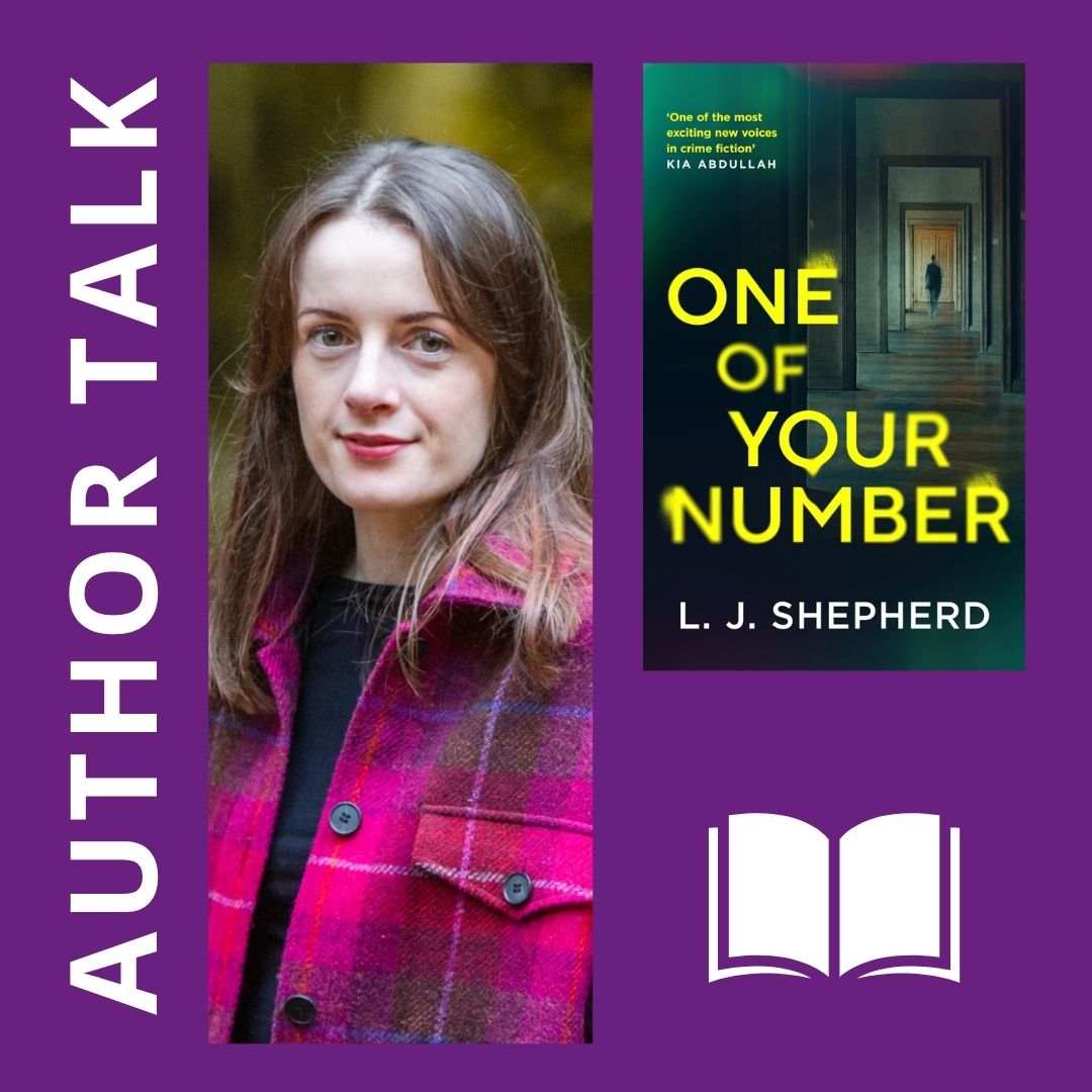 Photograph of L.J. Shepherd and the cover of her book 'One of Your Number'